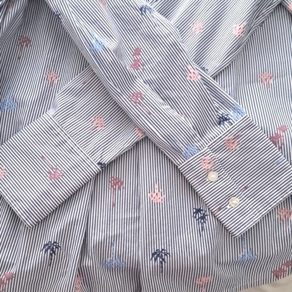 Bonobos Blue Palm Party Stripe Pegasus Pullover Shirt Blouse Size Medium - Picture 9 of 9